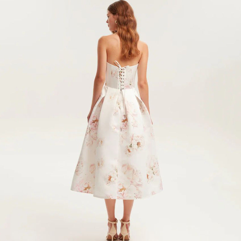 Floryn | Robe Longue Sans Bretelles Fleurie