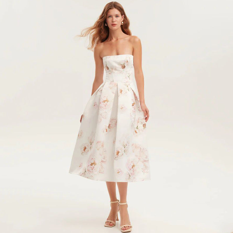 Floryn | Robe Longue Sans Bretelles Fleurie