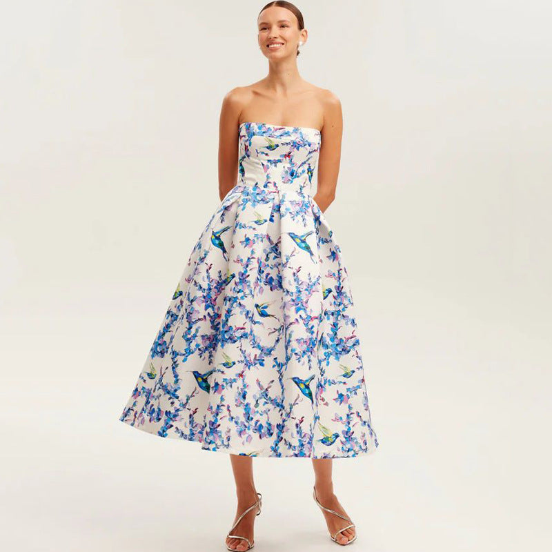 Floryn | Robe Longue Sans Bretelles Fleurie