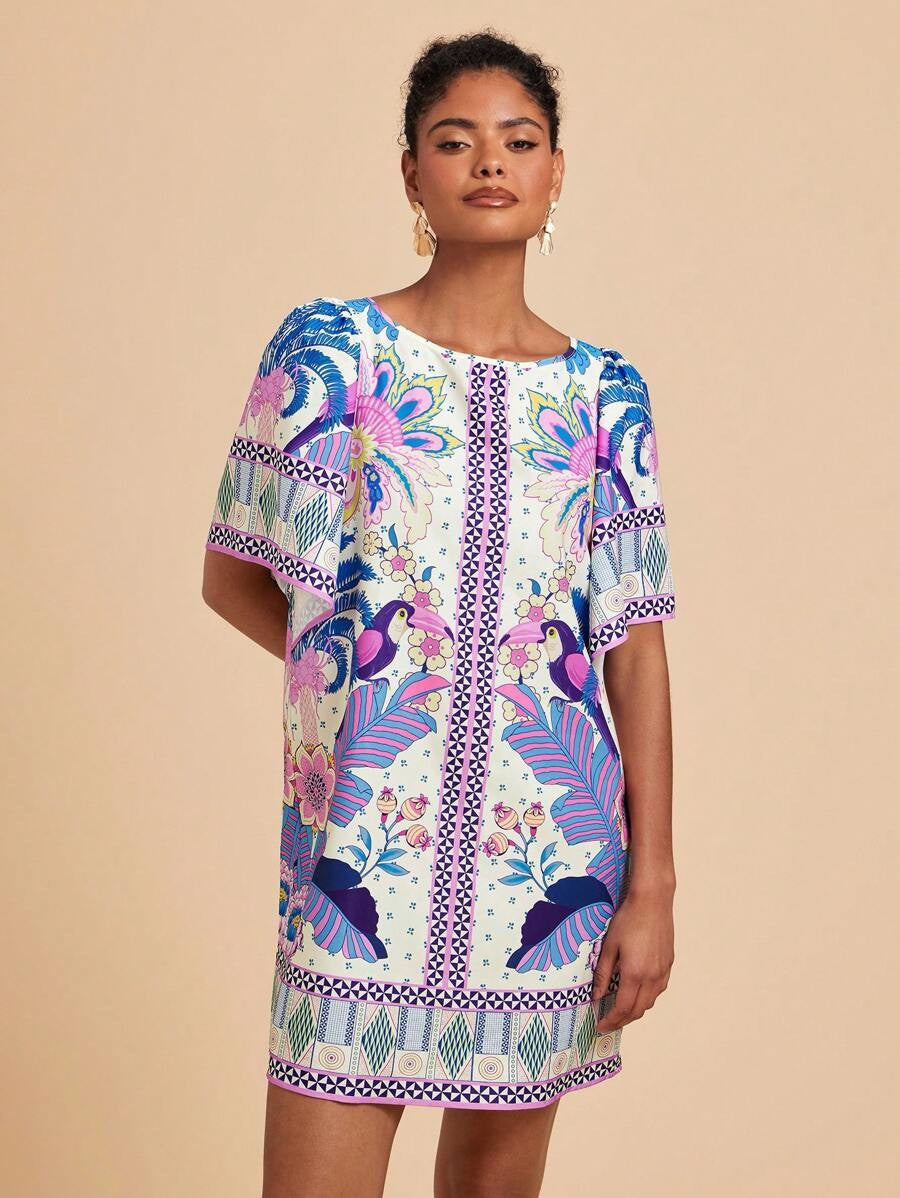 Lyra | Robe Courte Imprimée Col Rond