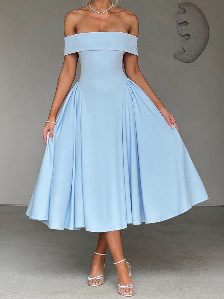 Cleane | Robe Épaules Dénudées Évasée Midi