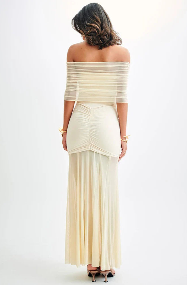 Sienna | Robe Longue Épaules Dénudées en Tulle