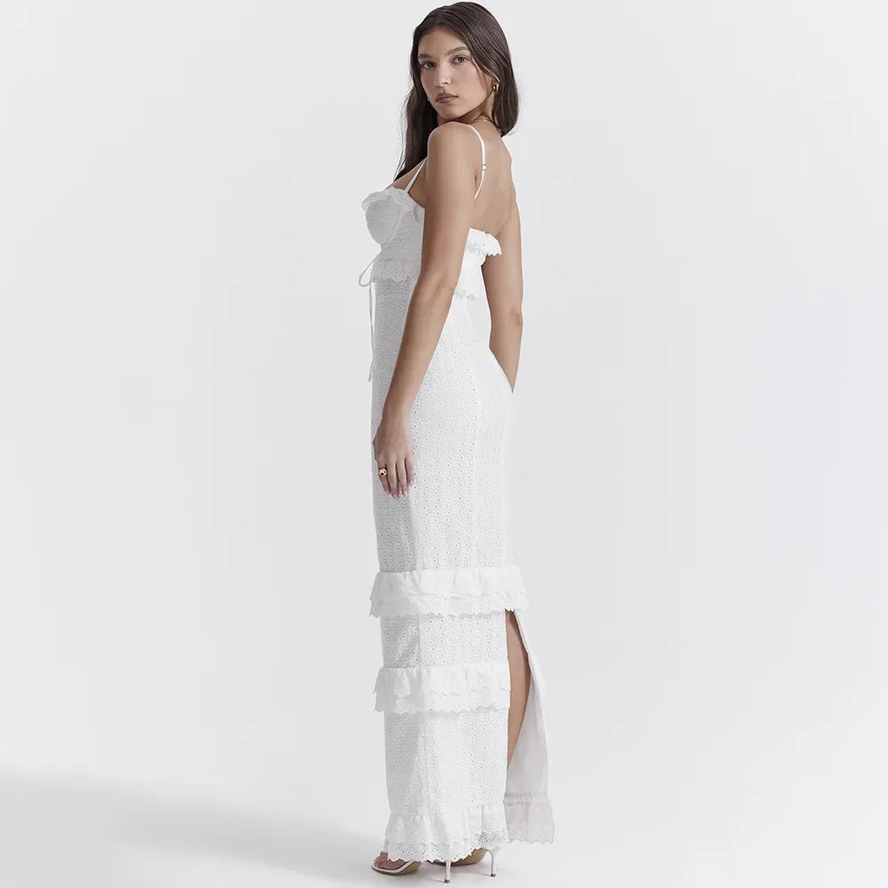 Sora | Robe Longue Brodée Bretelles Fines