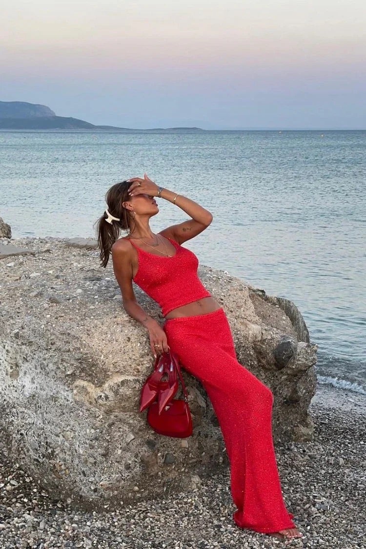 Eva | Ensemble Top à Sequins et Pantalon