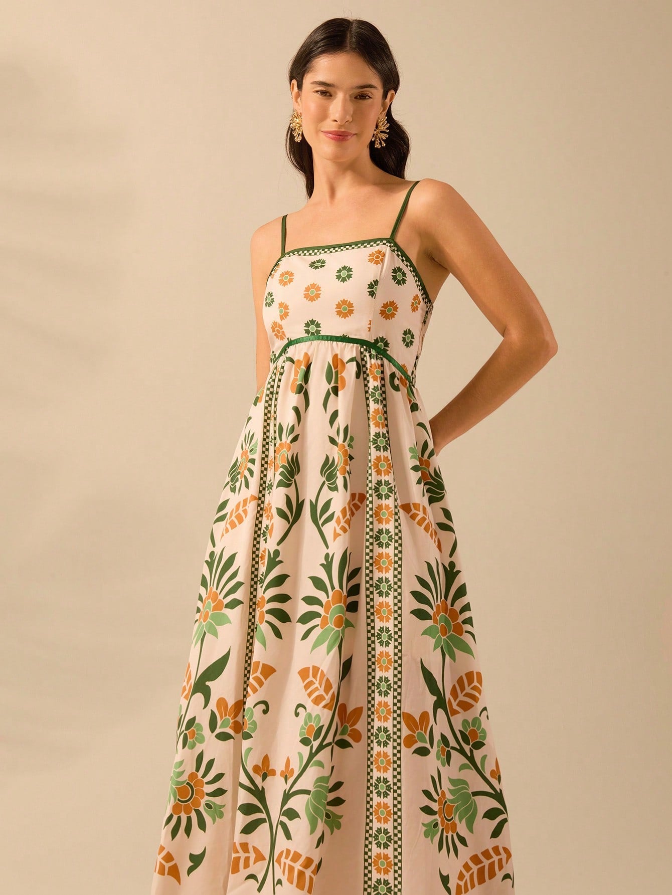 Nancy | Robe Longue Imprimée Bretelles Fines
