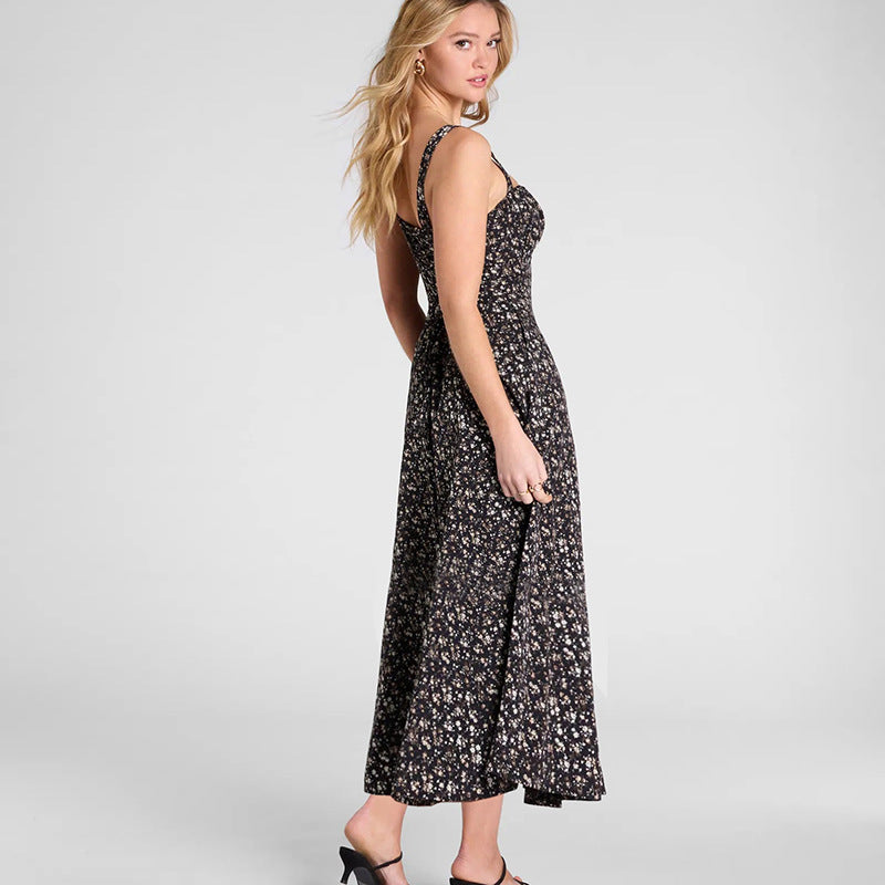 Freya | Robe Longue Fleurie à Bretelles