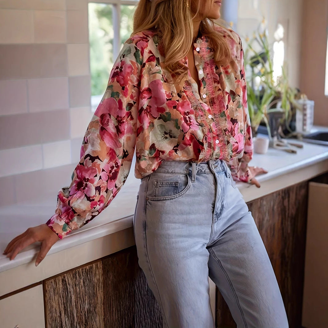 Ilia | Blouse Fleurie Manches Longues