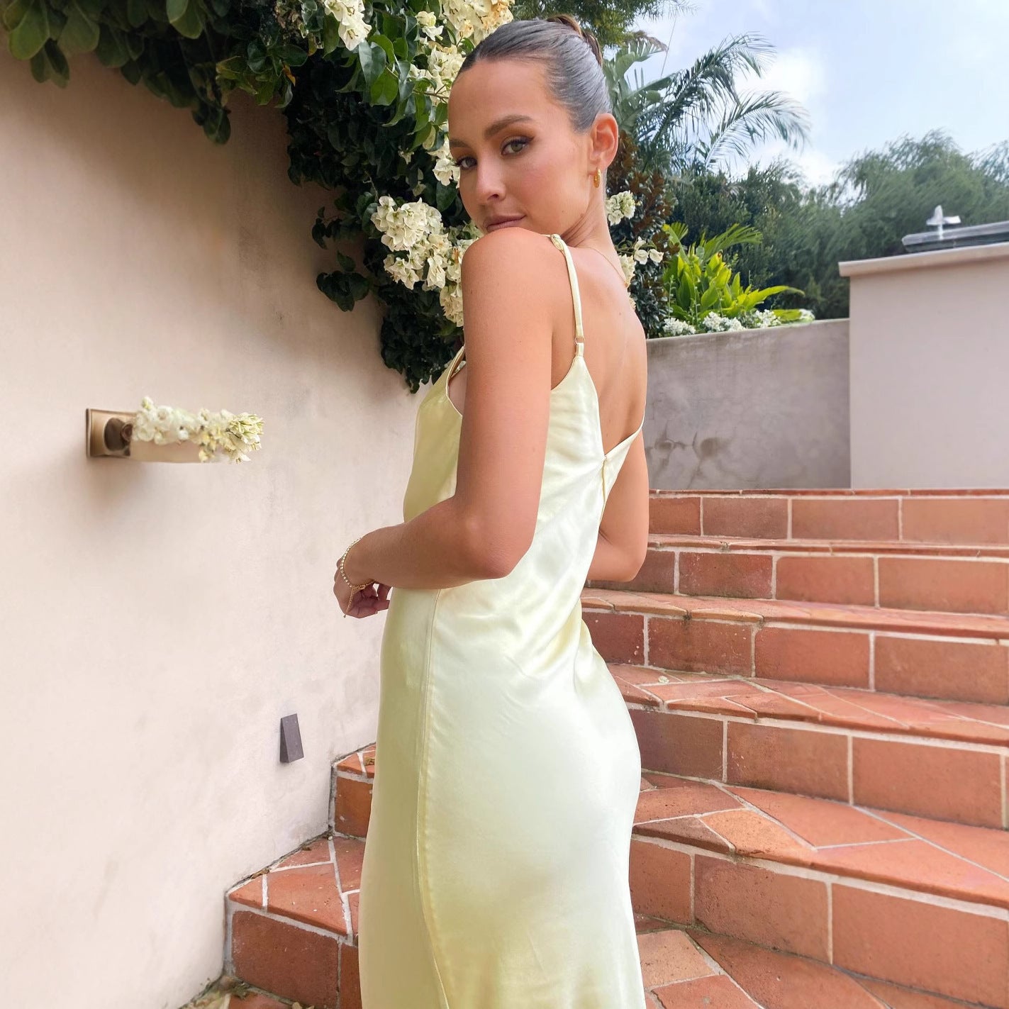Aicelle | Robe Longue Satinée à Bretelles