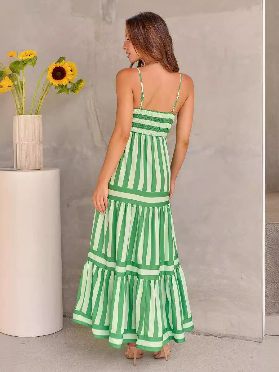 Fara | Robe Longue Dos Nu à Rayures