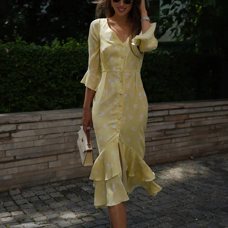 May | Robe Longue Portefeuille Fleurie