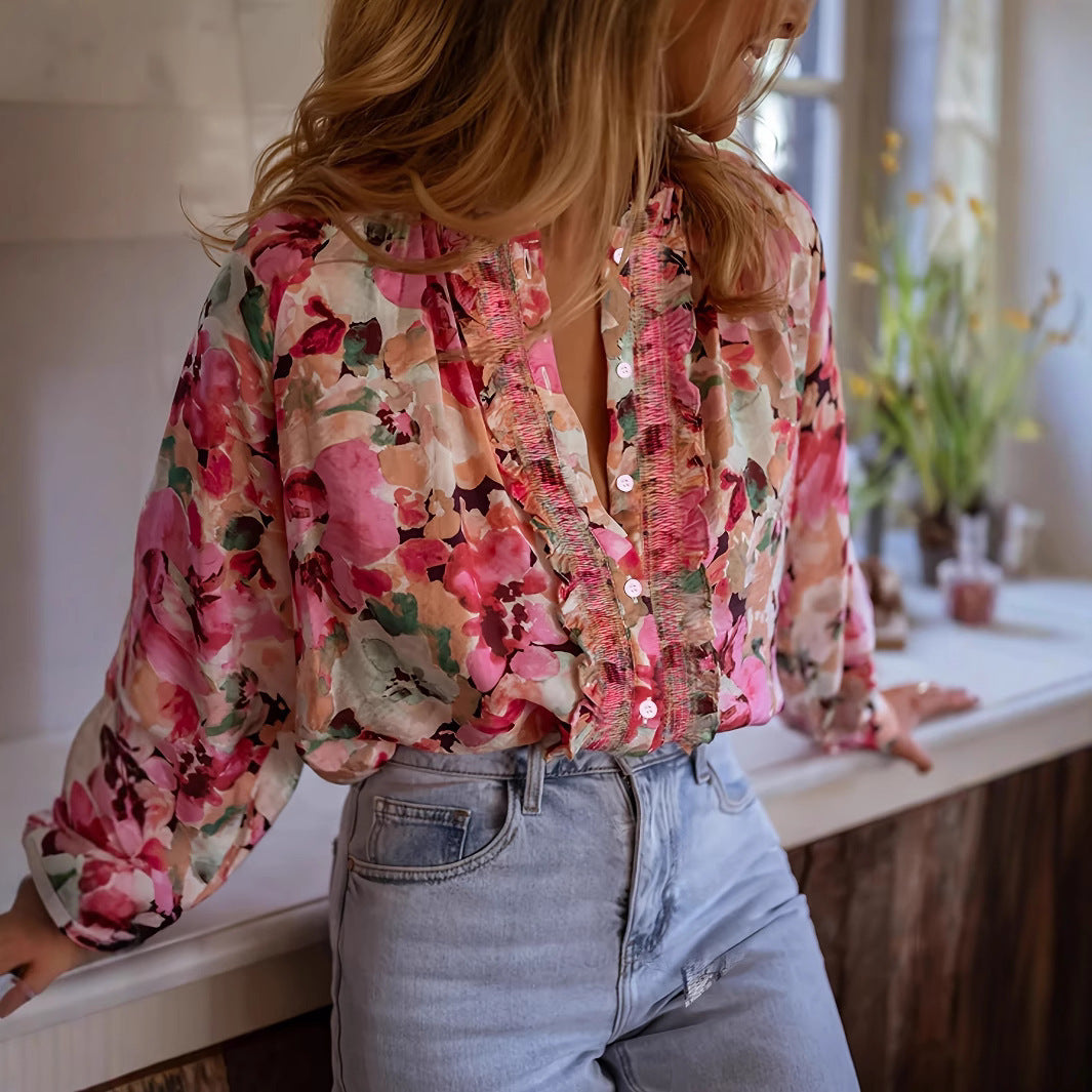 Ilia | Blouse Fleurie Manches Longues