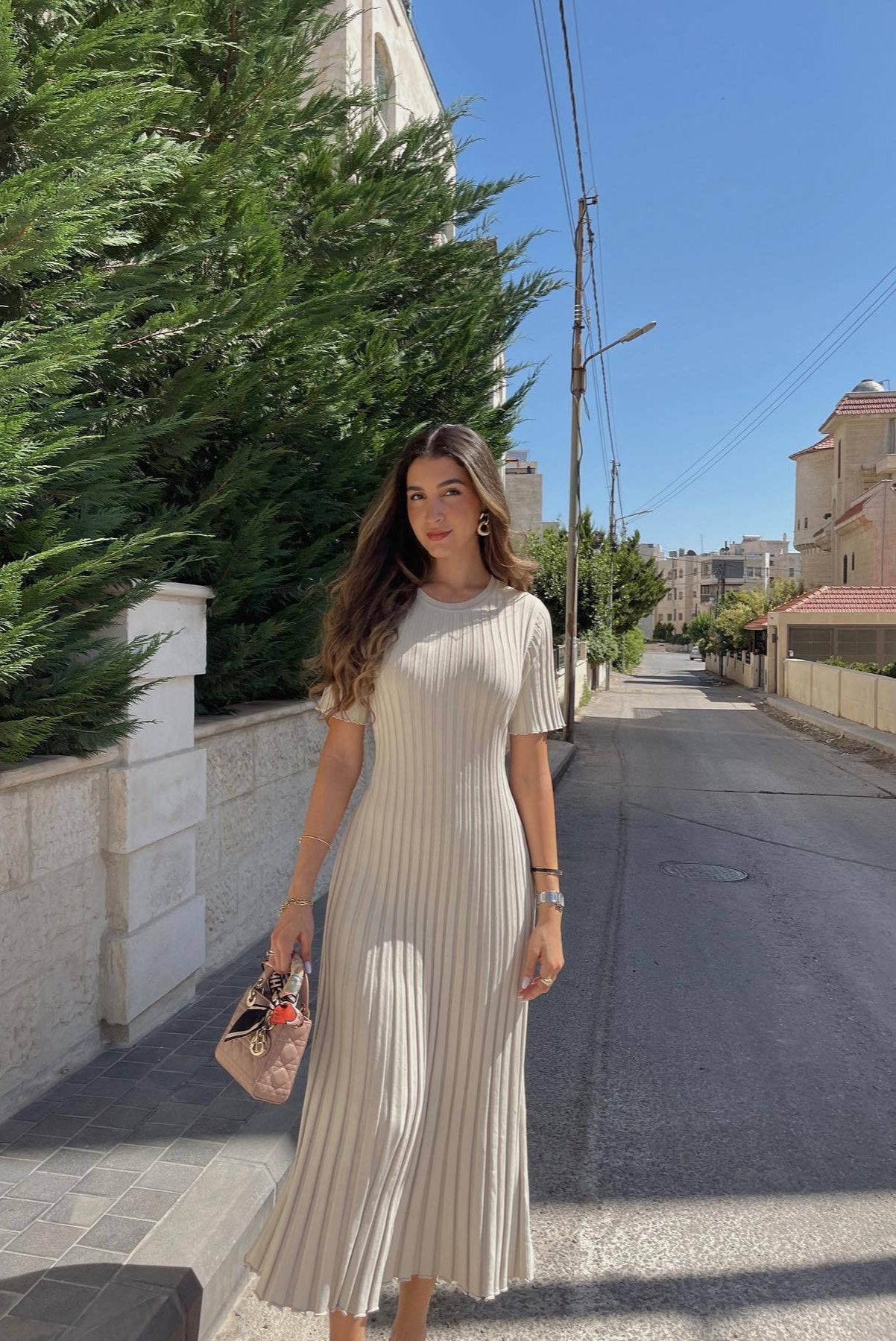Noea | Robe Longue Côtelée Ceinturée