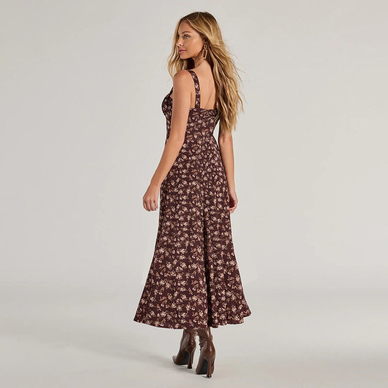 Freya | Robe Longue Fleurie à Bretelles