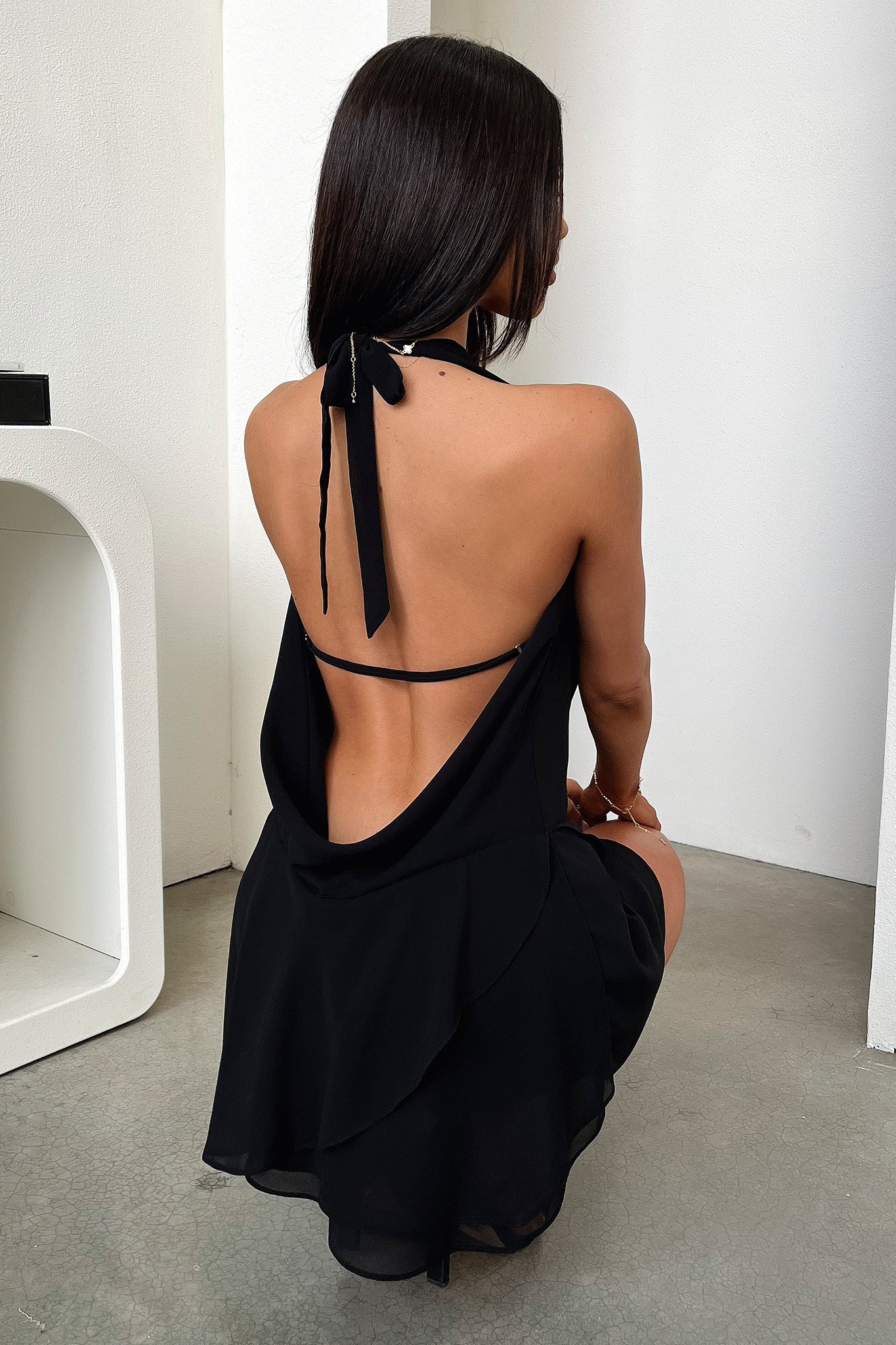 Roma | Robe Mini Plissée Dos Nu