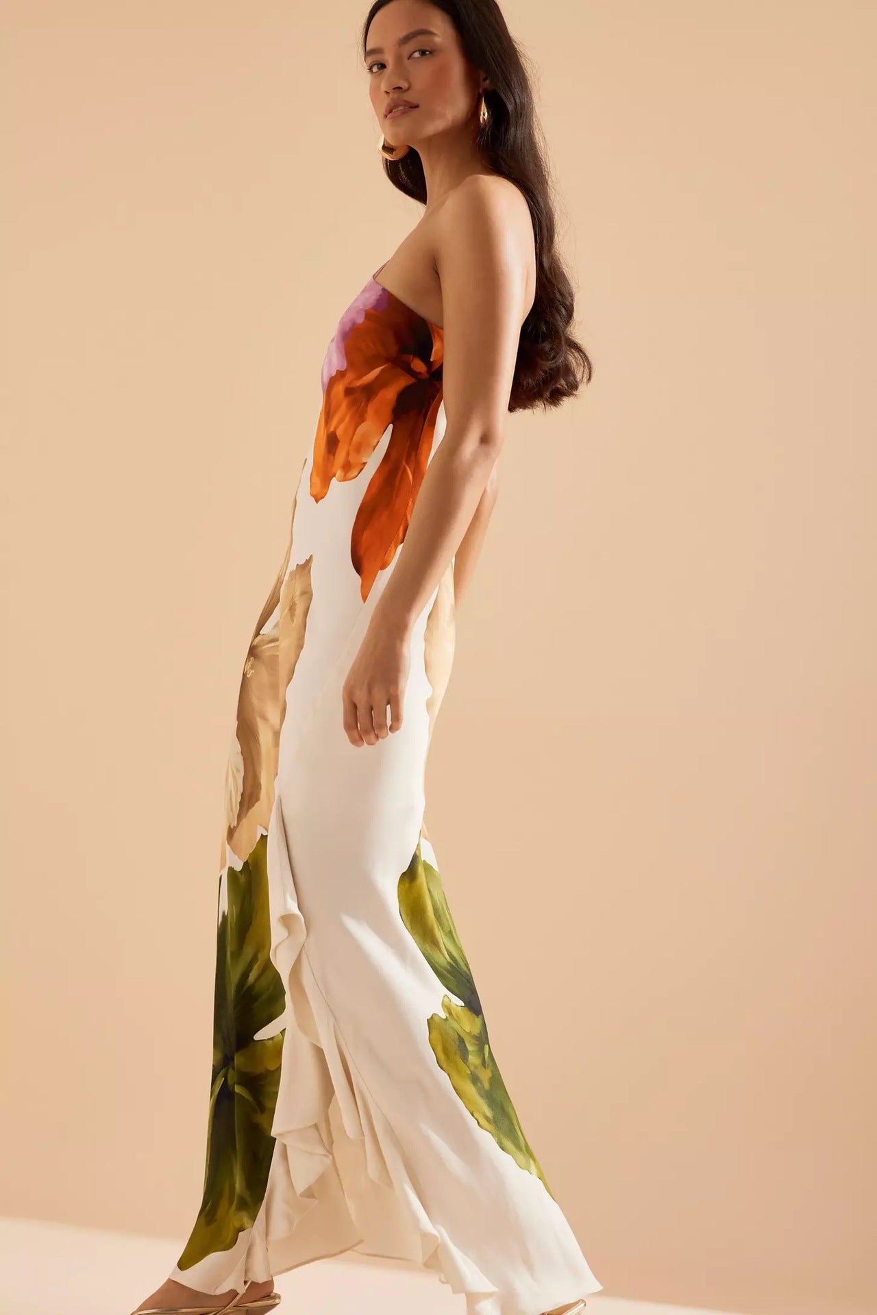 Selena | Robe Longue Asymétrique Fleurie