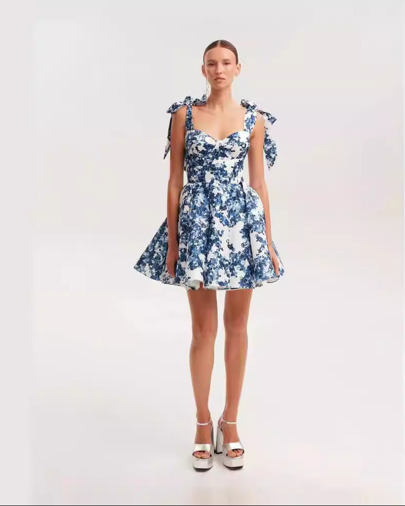Liane | Robe Courte Fleurie À Nœuds