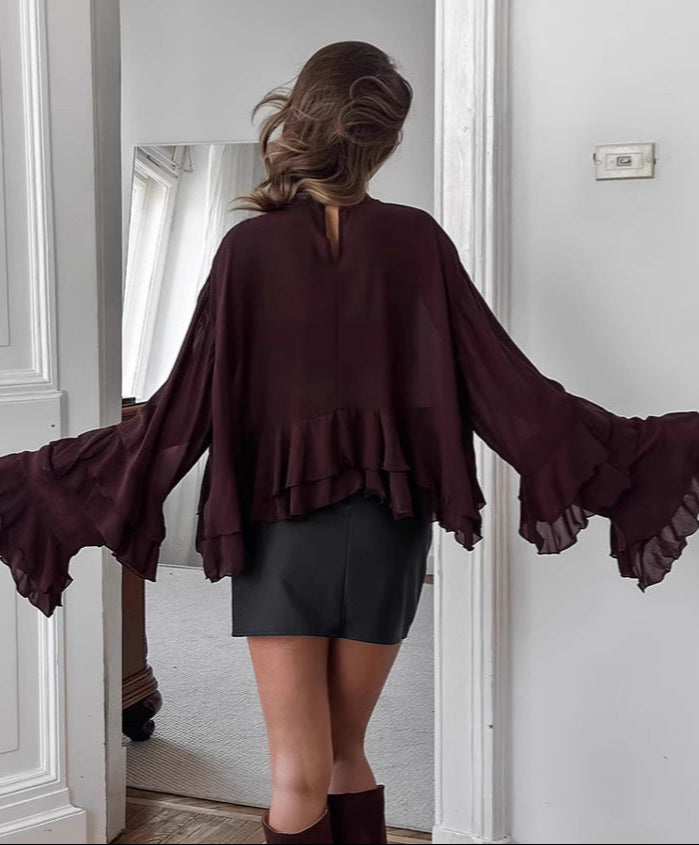 Yvane | Blouse Volants Chiffon Fluide