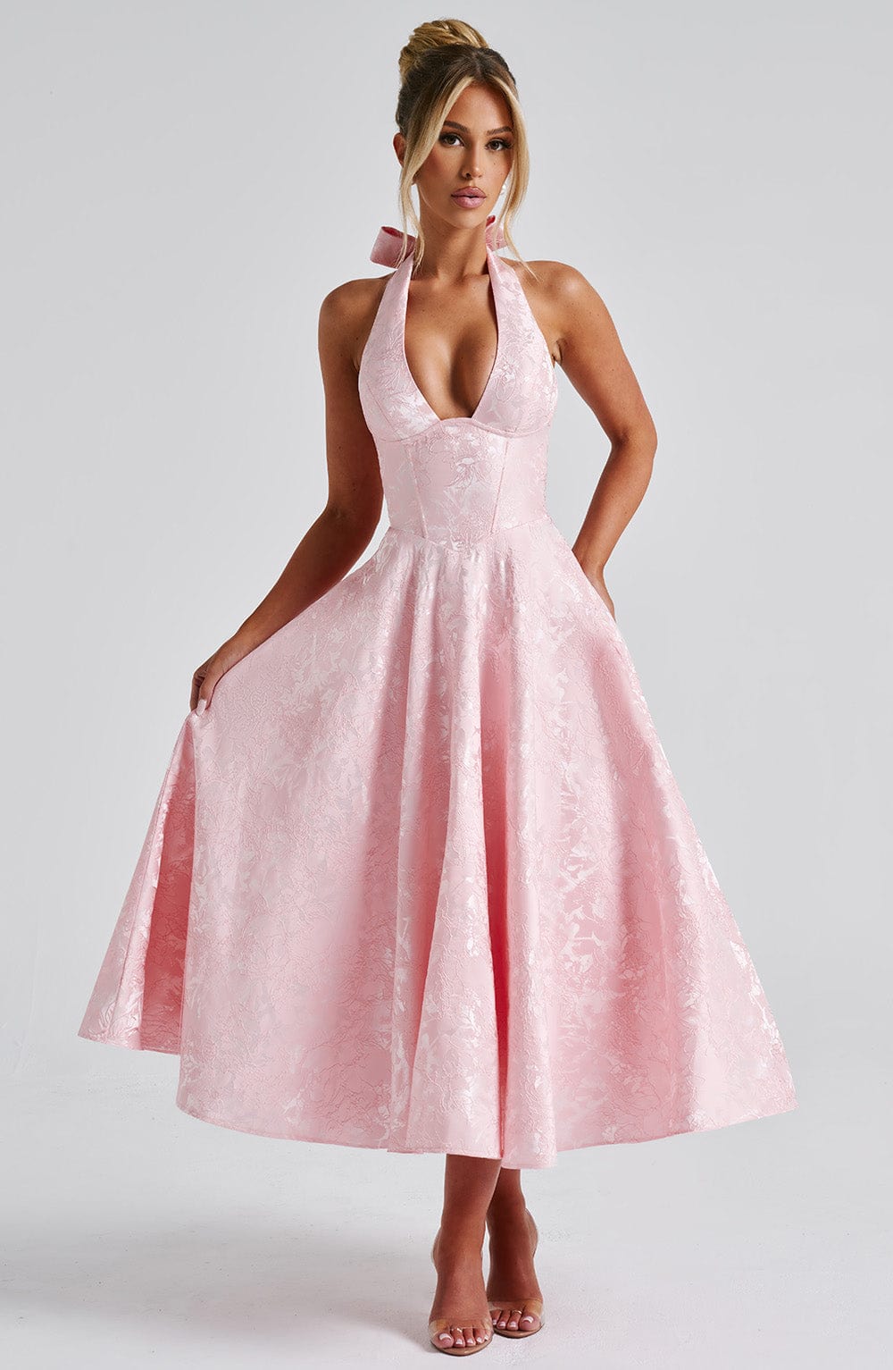 Ara | Robe Midi à Encolure Dos-Nu