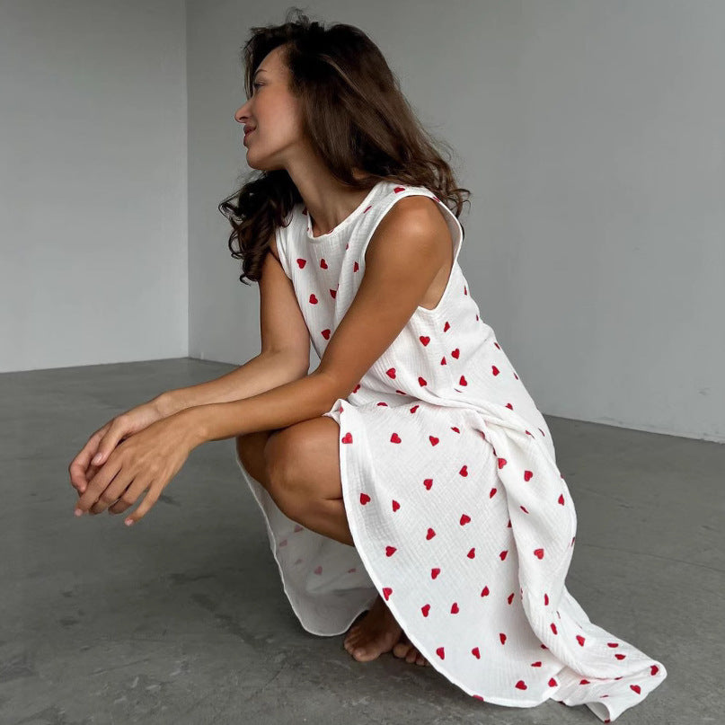 Kyana | Robe Longue Ample Imprimé Cœur