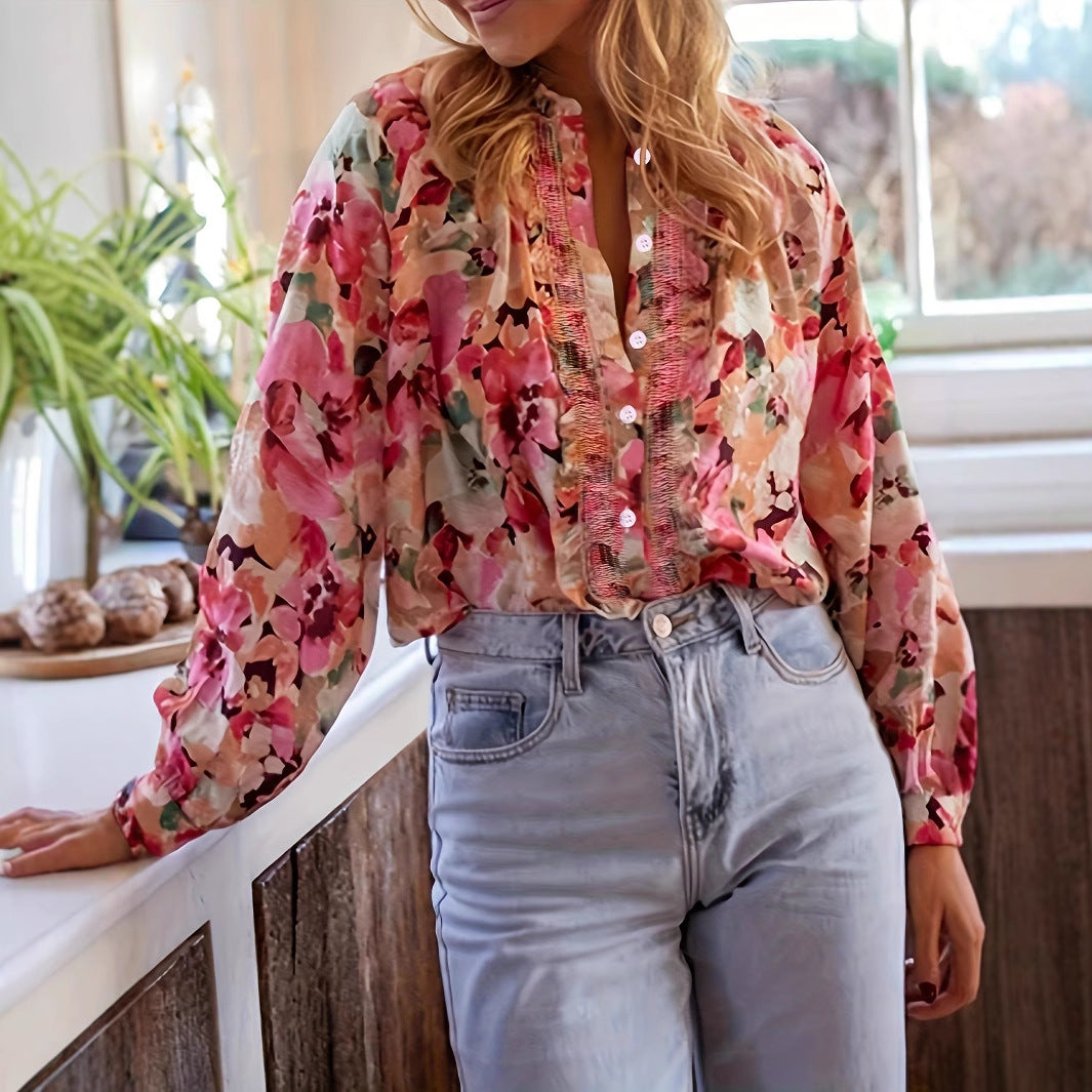 Ilia | Blouse Fleurie Manches Longues