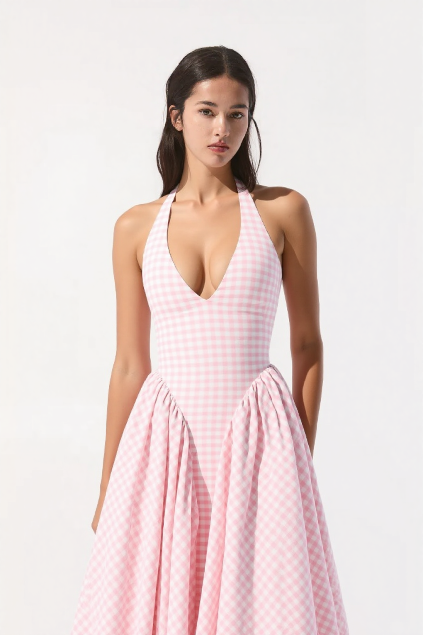 June | Robe Dos-nu à Carreaux