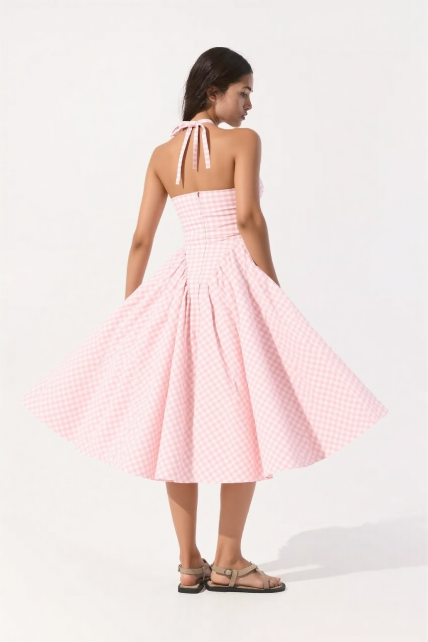 June | Robe Dos-nu à Carreaux